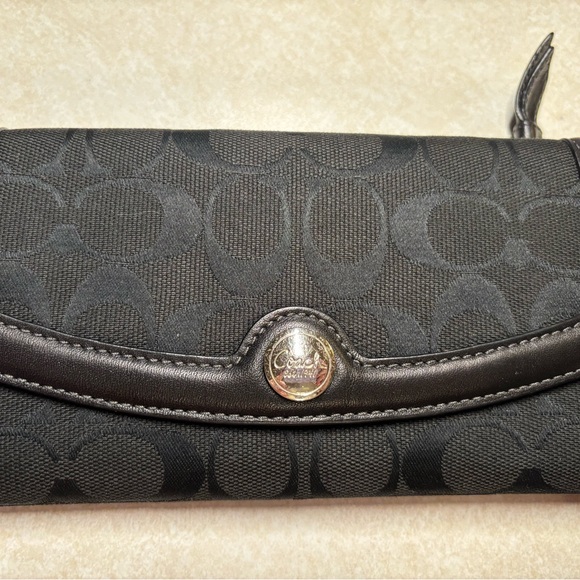 COACH Black Park Signature Snap Wallet - Picture 1 of 9